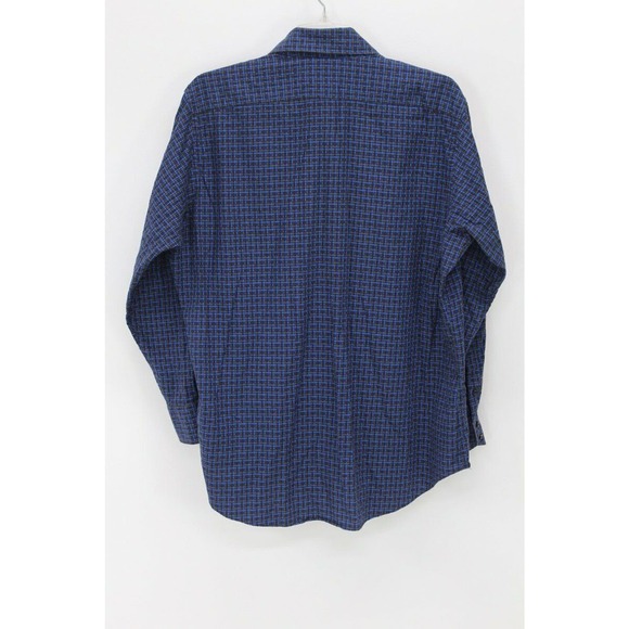 Thomas Dean Shirt Men's XXL Blue Long Sleeve Button Basketweave Print Flip cuff - Picture 2 of 9